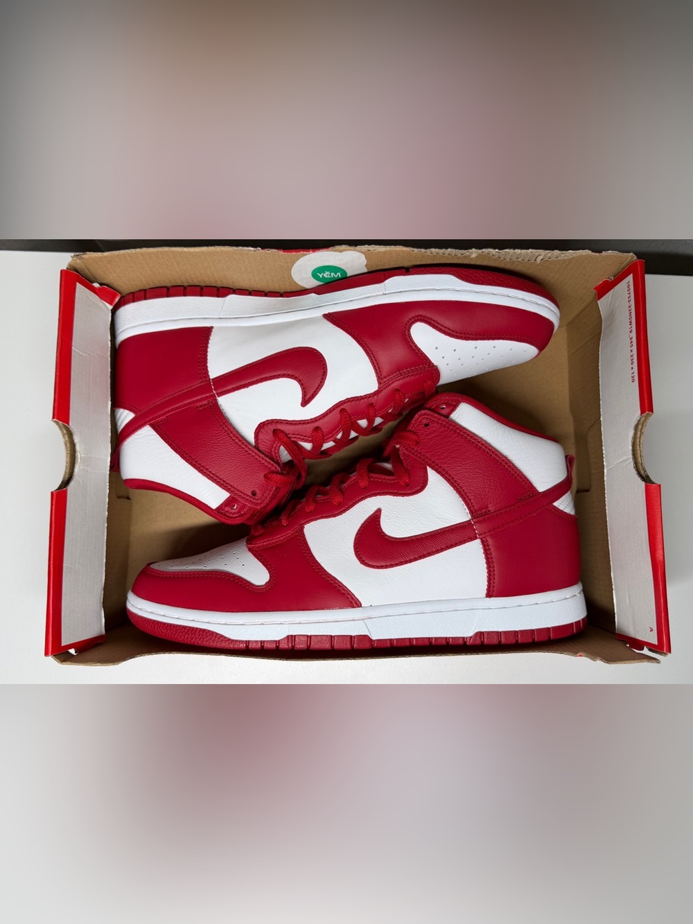 Nike Red and White High-Top Sneakers